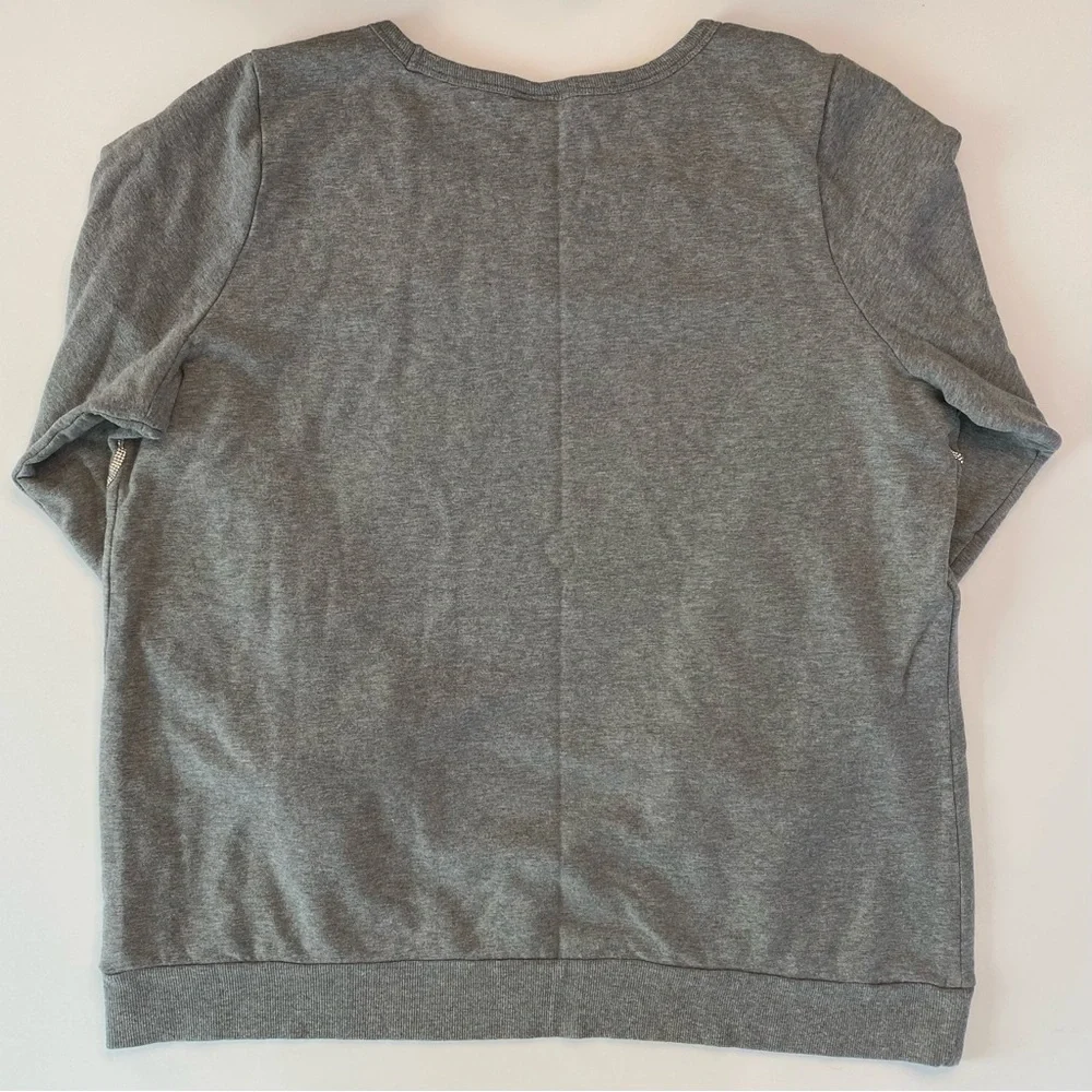 Torrid Jewel Trim Sweatshirt Ulta Soft Fleece Grey Rhinestones Sz 2X Loungewear